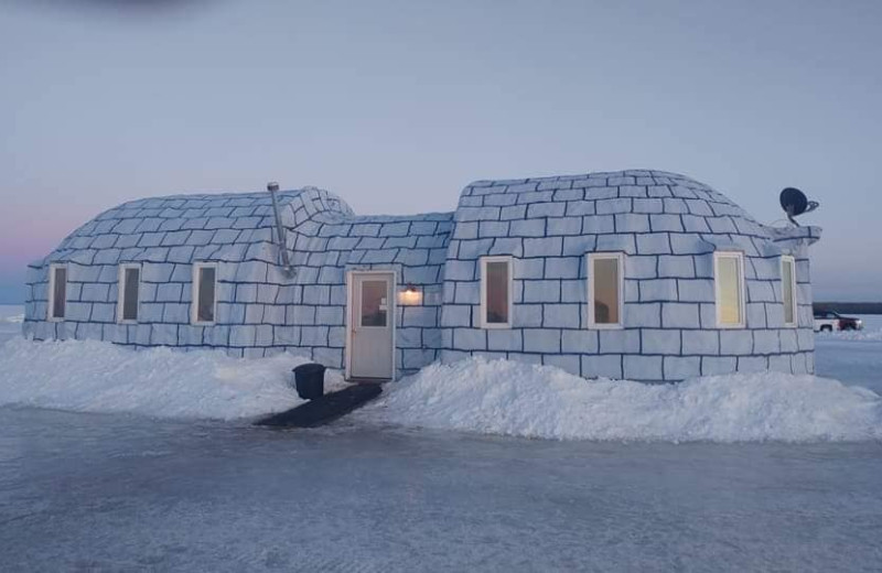 Ice fishing at Zippel Bay Resort.