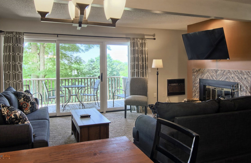 Guest living room at Hawk's Eye Golf Resort.