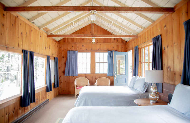 Cottage bedroom at Linekin Bay Resort.