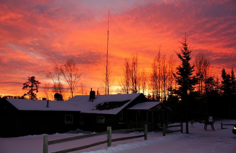 Sunset over lodge at Golden Eagle Lodge.