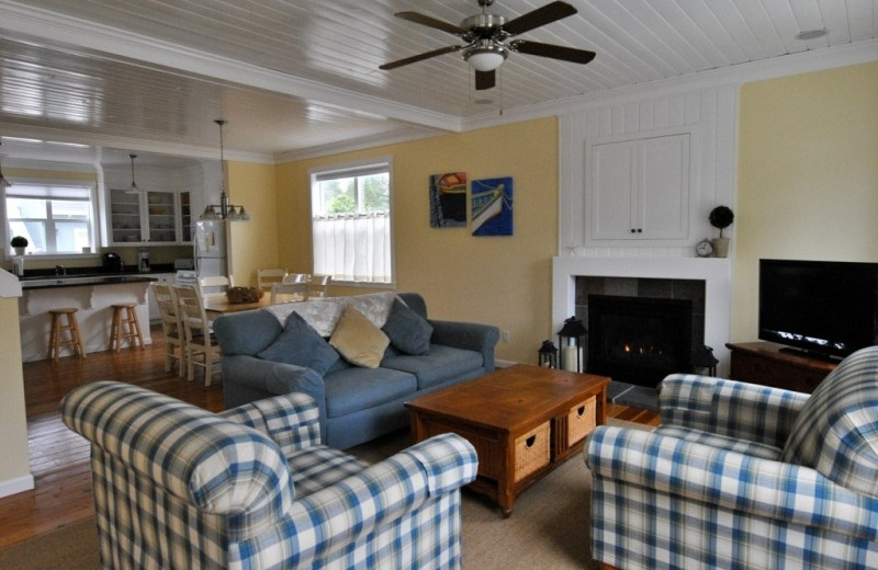 Vacation rental living room at Bella Beach Property Management.