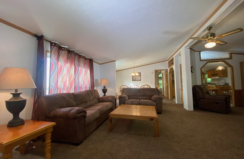 Cabin living room at Upper Cullen Resort.