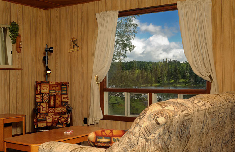 Cabin living room at Rough Rock Lodge.