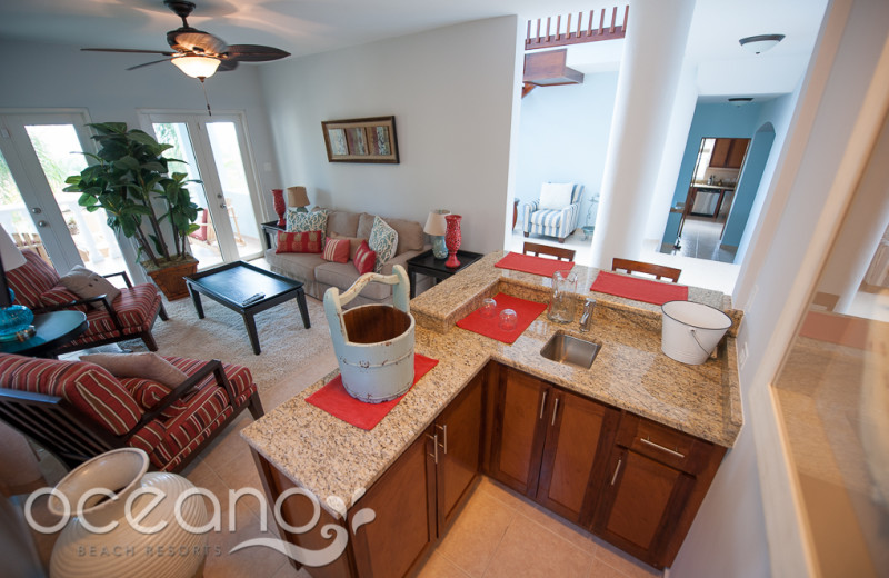 Vacation rental living area at Oceano Beach Resort.