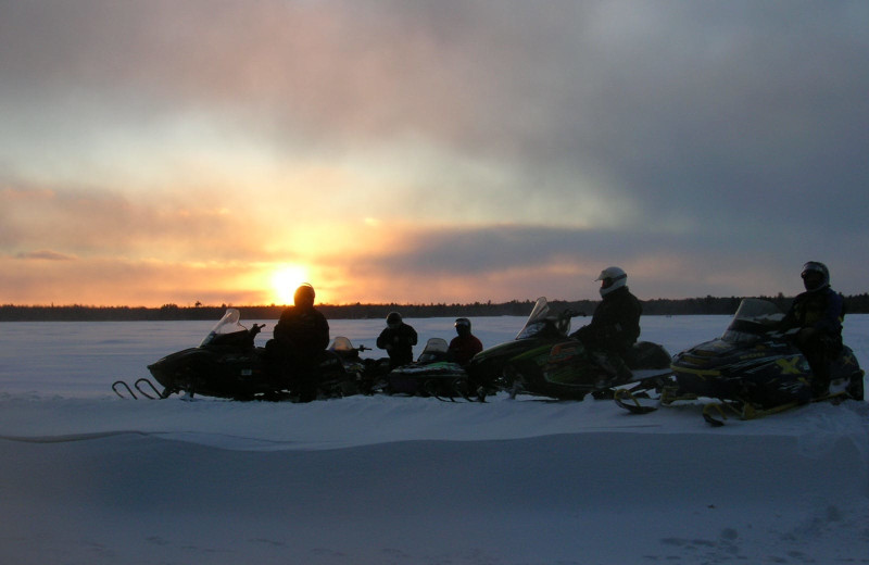 Snowmobiling at Pitlik's Sand Beach Resort.