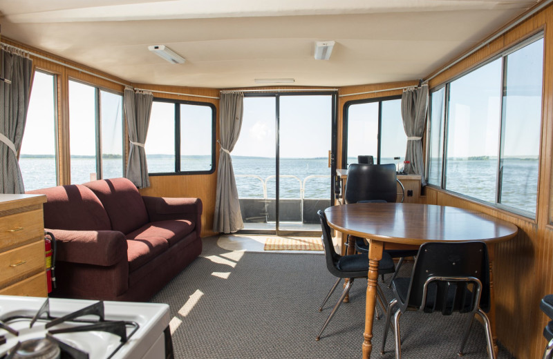 Houseboat interior at Hiawatha Beach Resort.