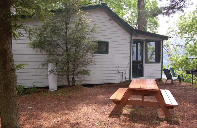 Cottage exterior at The Elms Waterfront Cottages.