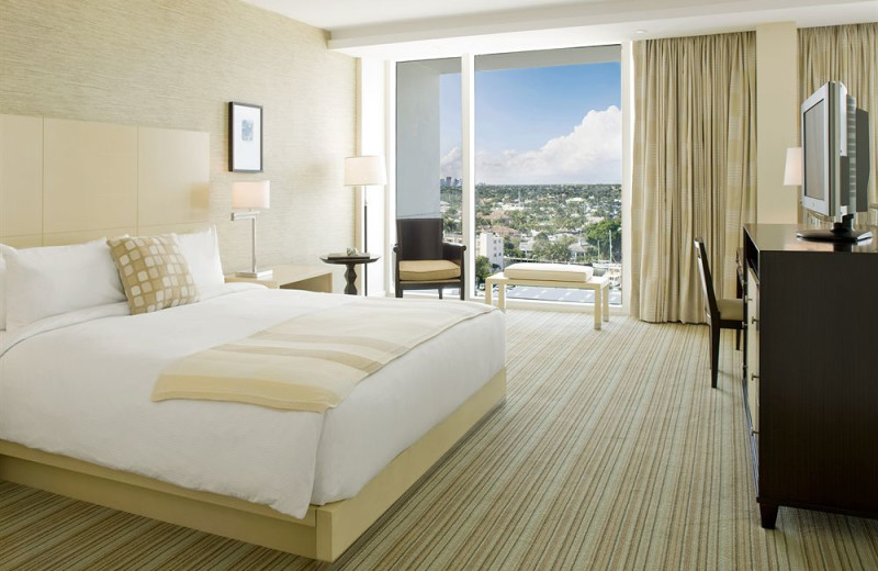 Guest room at Hilton Fort Lauderdale Marina.