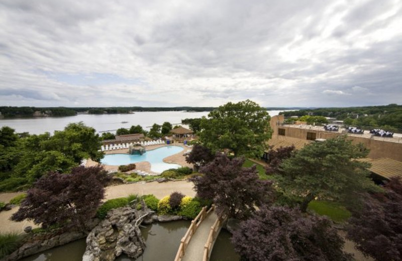 Aerial view of The Lodge of Four Seasons.
