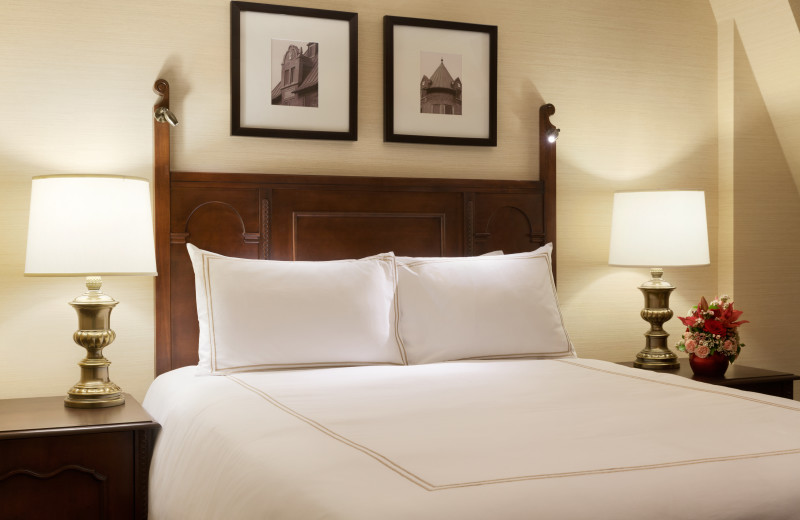 Guest bed at Fairmont Le Manoir Richelieu.
