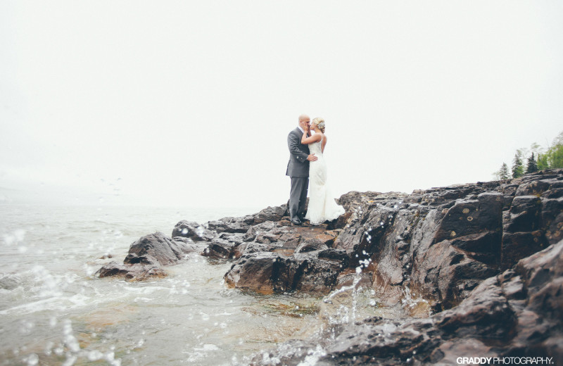 Wedding couple at Superior Shores Resort.