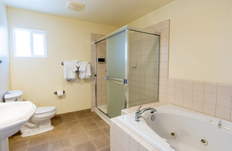 Guest bathroom at EuroSpa & Inn.