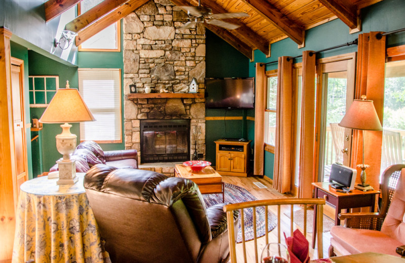 Cabin living room at Asheville Cabins of Willow Winds.