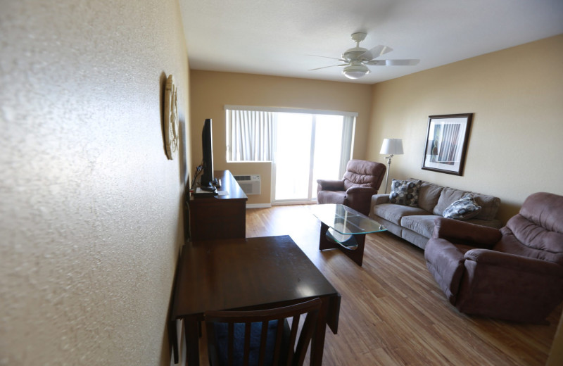 Guest room at Shoreline Island Resort.