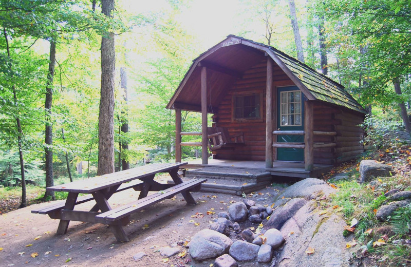 Cabin exterior at Old Forge Camping Resort.