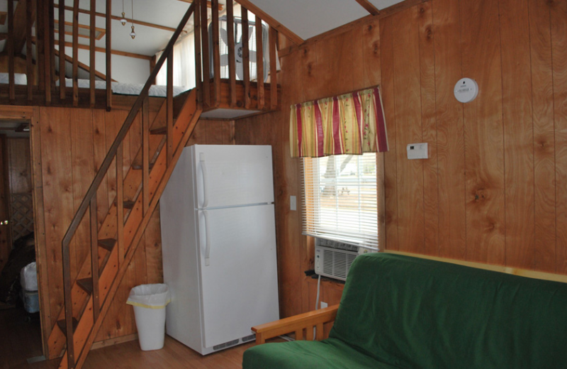 Cabin interior at Gulf Pines RV Park.