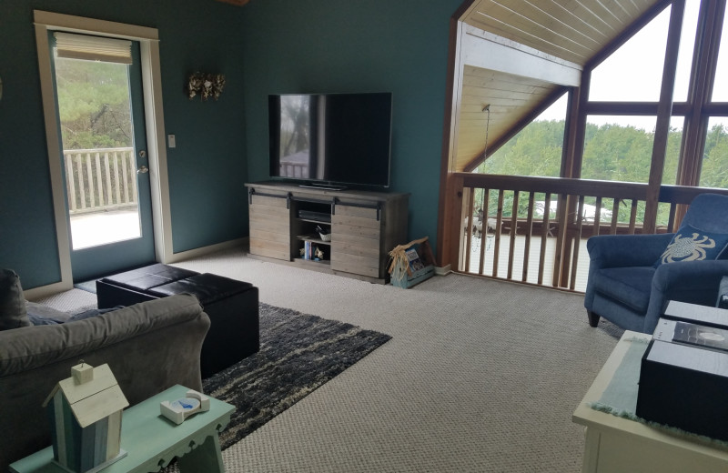 Rental living room at Oceanfront Getaways.