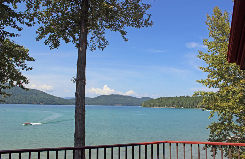 Condo balcony view at The Lodge at Whitefish Lake.