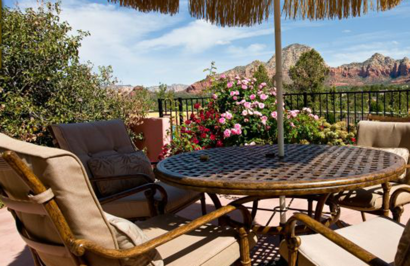 Outdoor patio at A Sunset Chateau.