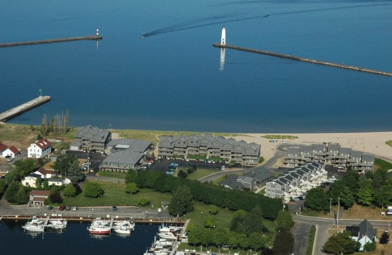 Aerial view of Harbor Lights Resort.