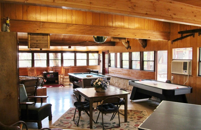 Game room at Twin Elm Ranch.