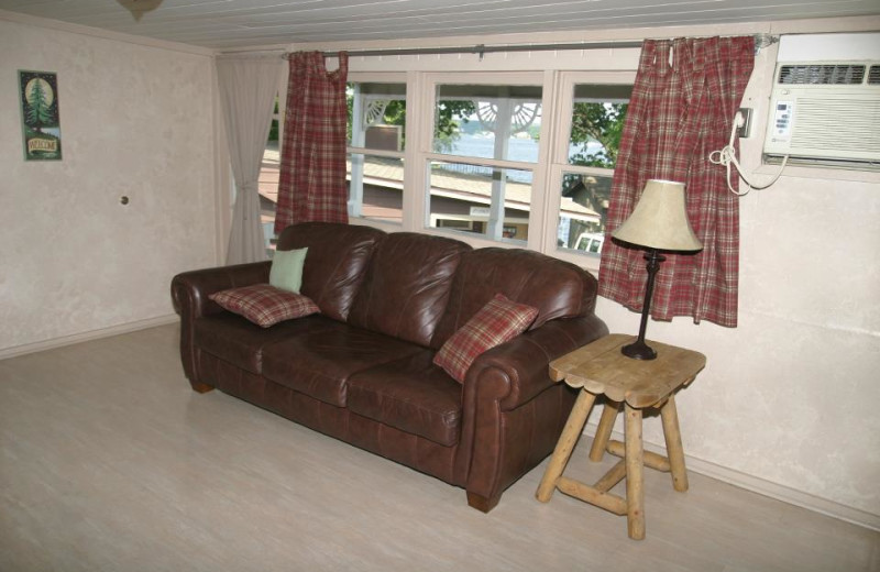 Unit living room at Lakeview Resort.