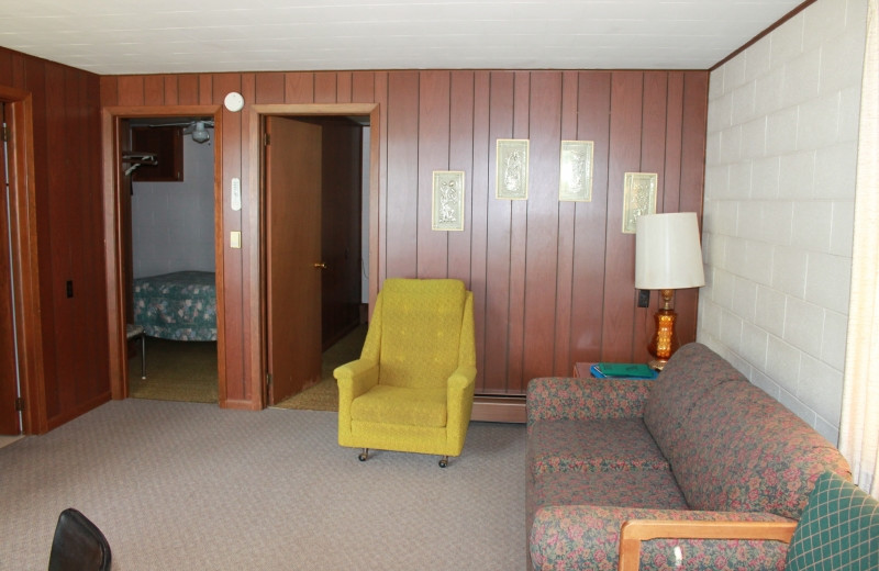 Cabin living room at South Turtle Lake Resort.