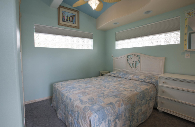 Cabin bedroom at Bass Point Resort.