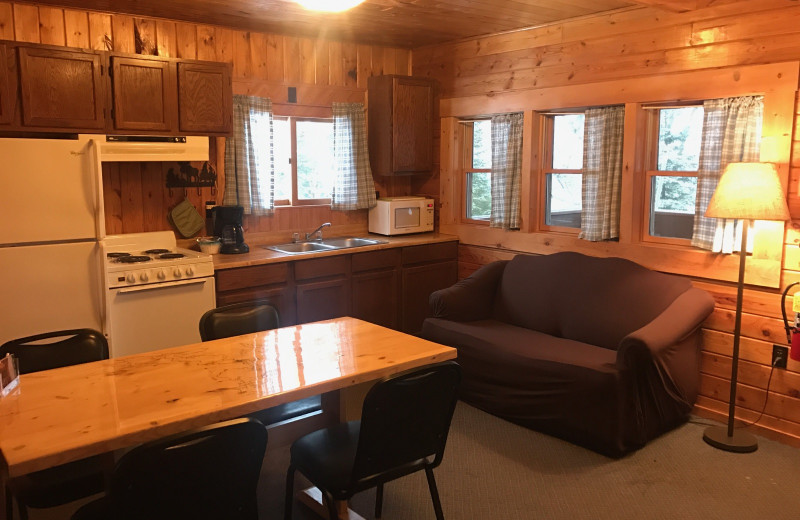 Cabin interior at Timber Trail Lodge.