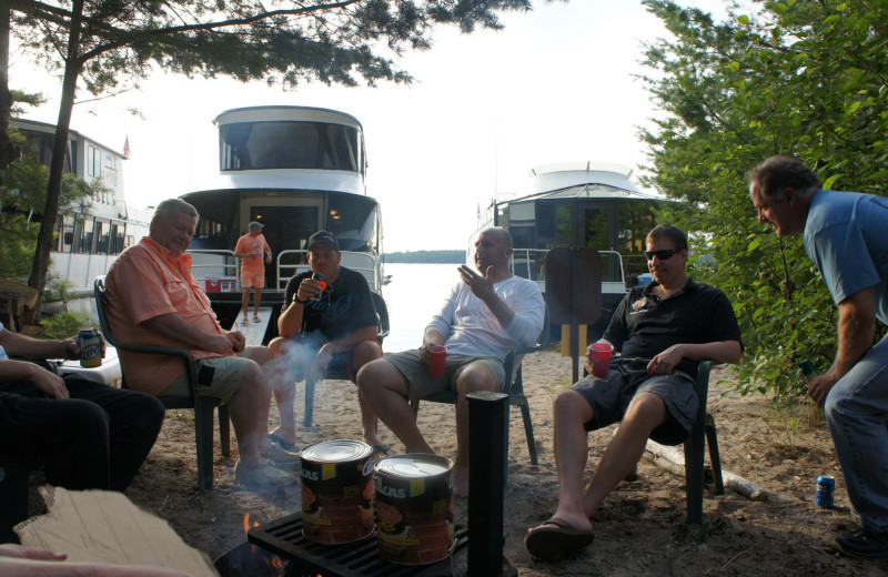 Cooking beans by the fire at Ebel's Voyageur Houseboats.