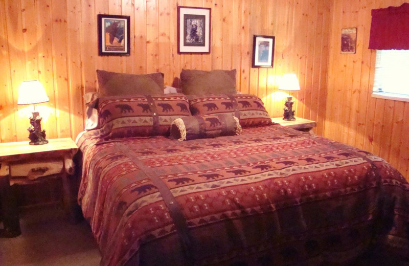 Cabin bedroom at Yellowstone Wildlife Cabins.