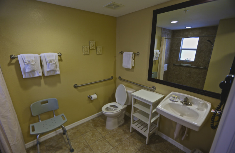 Accessible bathroom.at Shoreline Island Resort.