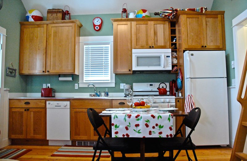 Rental kitchen at Seabrook Cottage Rentals.