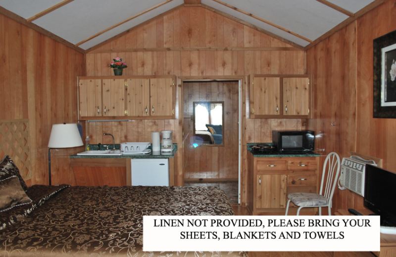 Cabin interior at Gulf Pines RV Park.