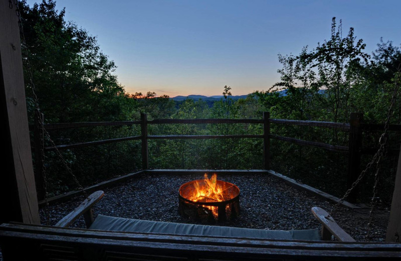 Cabin bonfire at Sliding Rock Cabins.