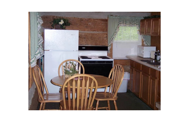 Cabin kitchen at Hocking Hills Cozy Cabins.