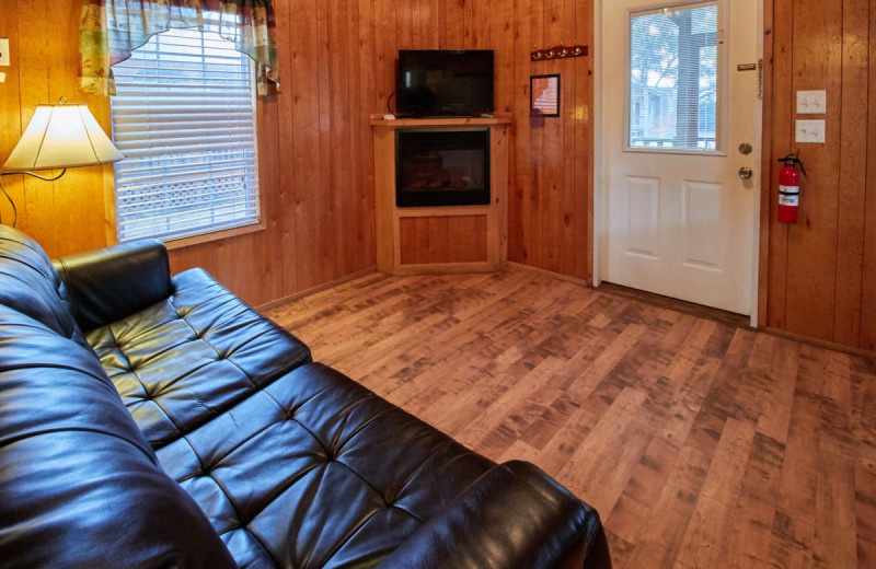 Cabin living room at Lone Star Jellystone.