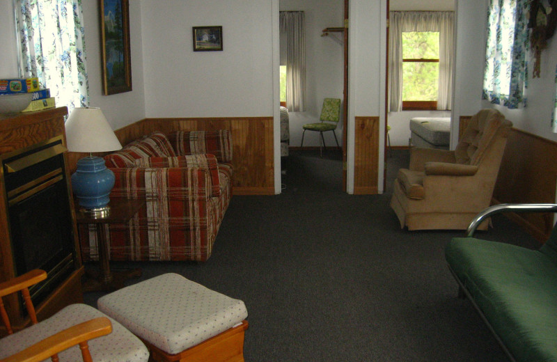 Cabin living room at Shady Hollow Resort and Campground.