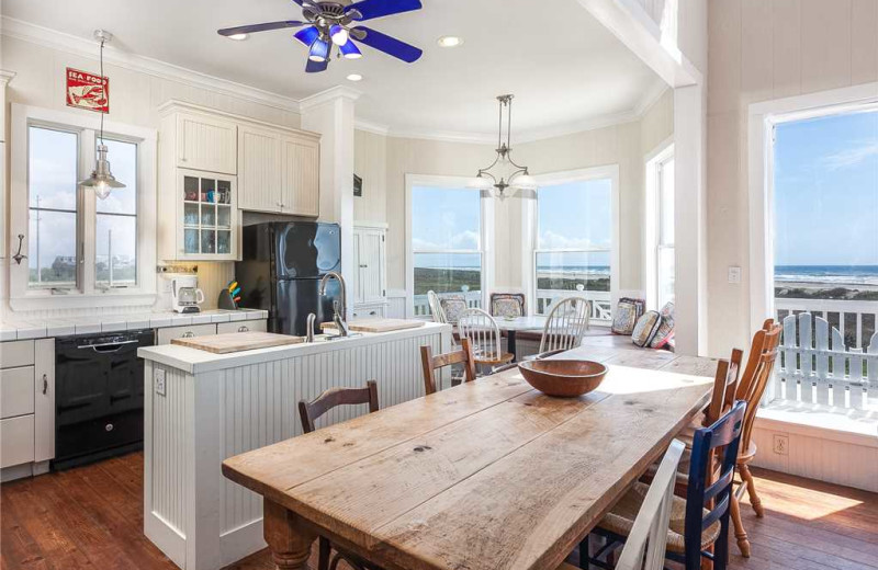 Rental kitchen at Gary Greene Vacation Rentals.