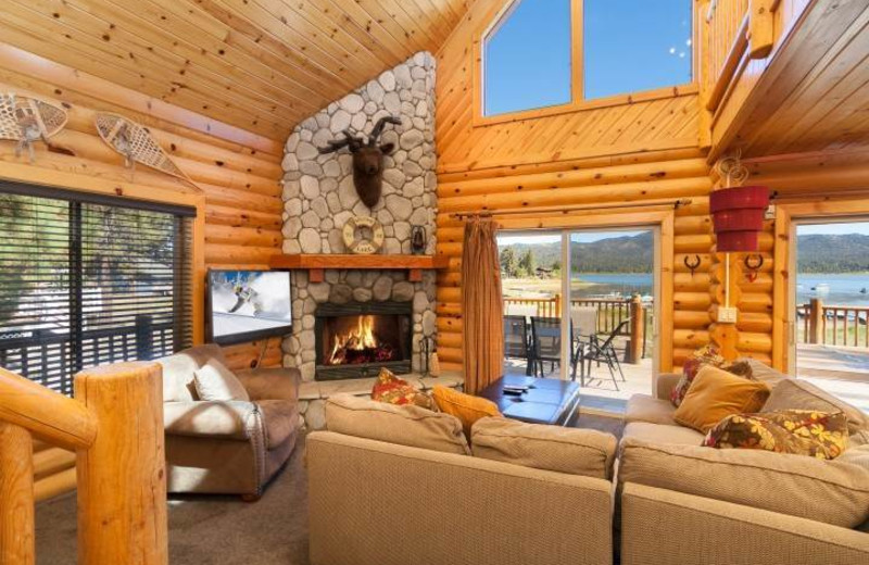 Rental living room at Big Bear Cool Cabins.