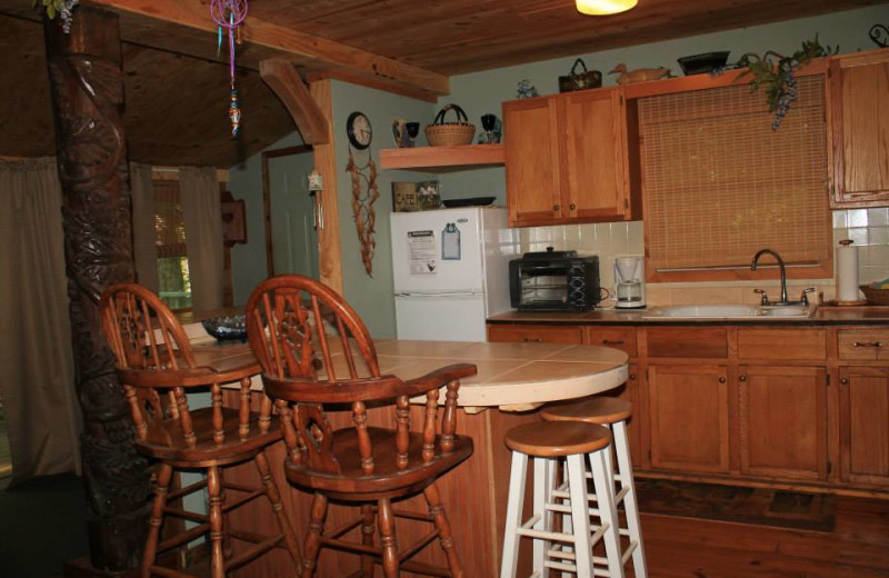 Cabin kitchen at Mountain Rest Cabins and Campground.