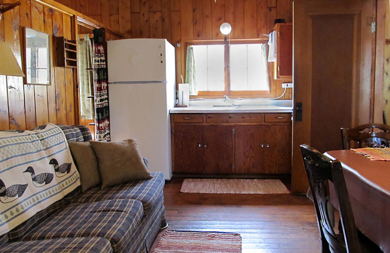 Cabin kitchen at Trout Lake Resort.