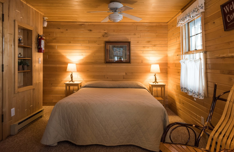 Cabin bedroom at Pitlik's Sand Beach Resort.