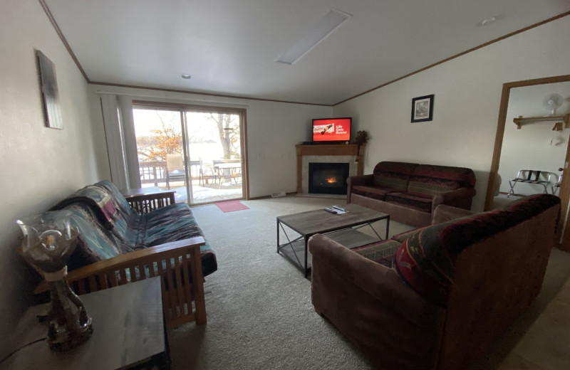 Cottage living room at Popp's Resort.