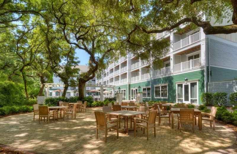 Patio at Hampton Inn & Suites Jekyll Island.
