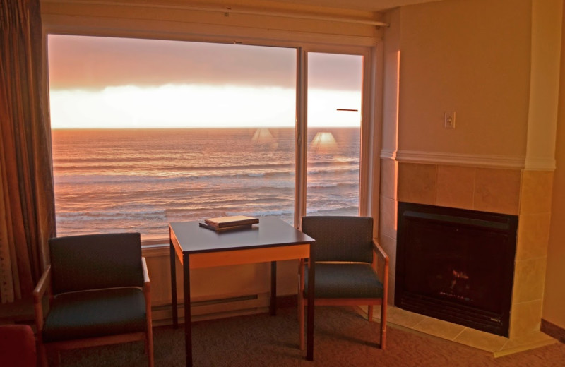 Room with fireplace at Sailor Jack's Oceanfront Inn.