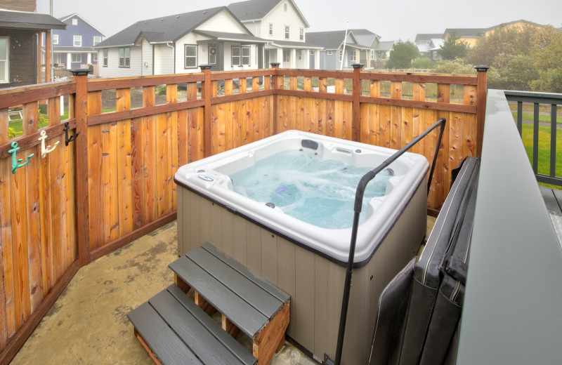 Rental hot tub at Oyhut Bay Seaside Village.