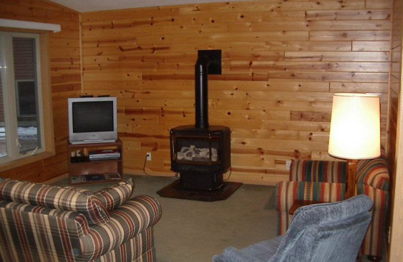 Cabin living room at Idle Hours Resort.