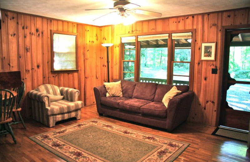 Cabin living room at Linville Cabins.