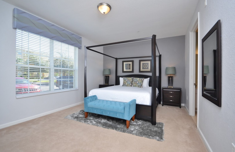 Rental bedroom at Orlando Luxury Escapes Vacation Rentals.